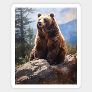 Oil paint, Hyperrealism, Amazing Zoo Brown Bear Sticker